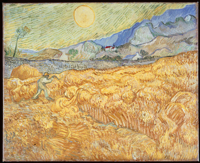 Vincent van Gogh, Wheat Field with Reaper (Harvest in Provence) (Champ de blé avec moissonneur), 1889, Museum Folkwang. Photo Credit: bpk, Berlin / Museum Folkwang/ Art Resource, NY